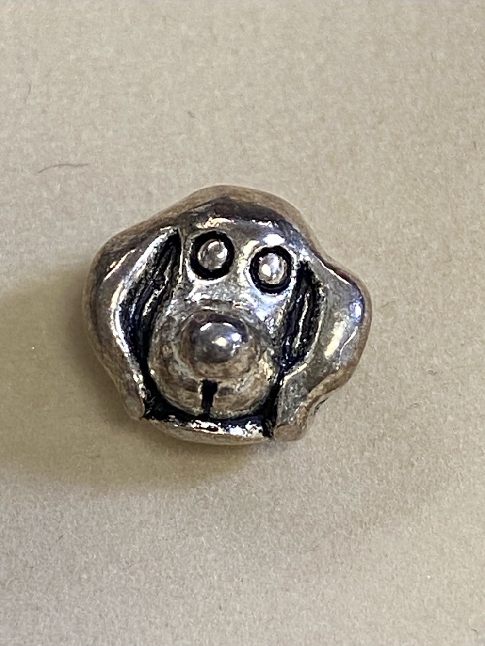 Silver Dog Face Pet Charm Accent for Collars and Accessories
